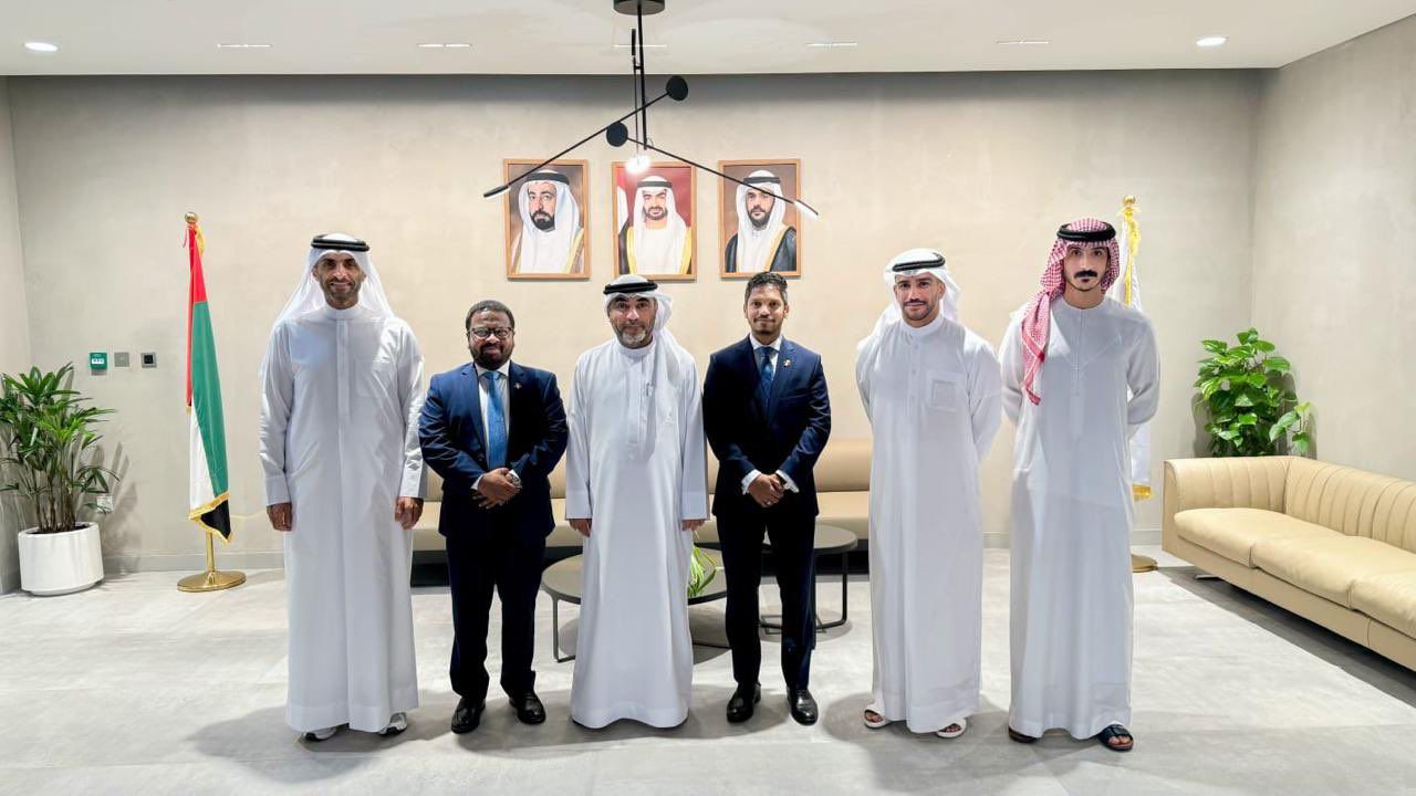 Ambassador Mohamed Hussain Shareef met with Hussain Mohamed Al Mahmoudi, CEO of Sharjah Research, Technology and Innovation Park to explore collaboration opportunities. 