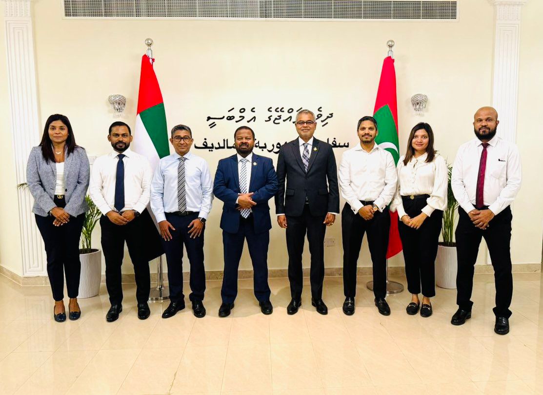 Ambassador H.E. Mohamed Hussain Shareef and staff welcomed Climate Change, Environment and Energy Minister, H.E. Thoriq Ibrahim at the Embassy, during the Minister’s Official Visit to Abu Dhabi 